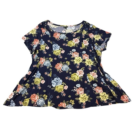 NWT Torrid Floral Blue Fit Flare Challis Stretch Shirt Womans Size 3 - Picture 1 of 4